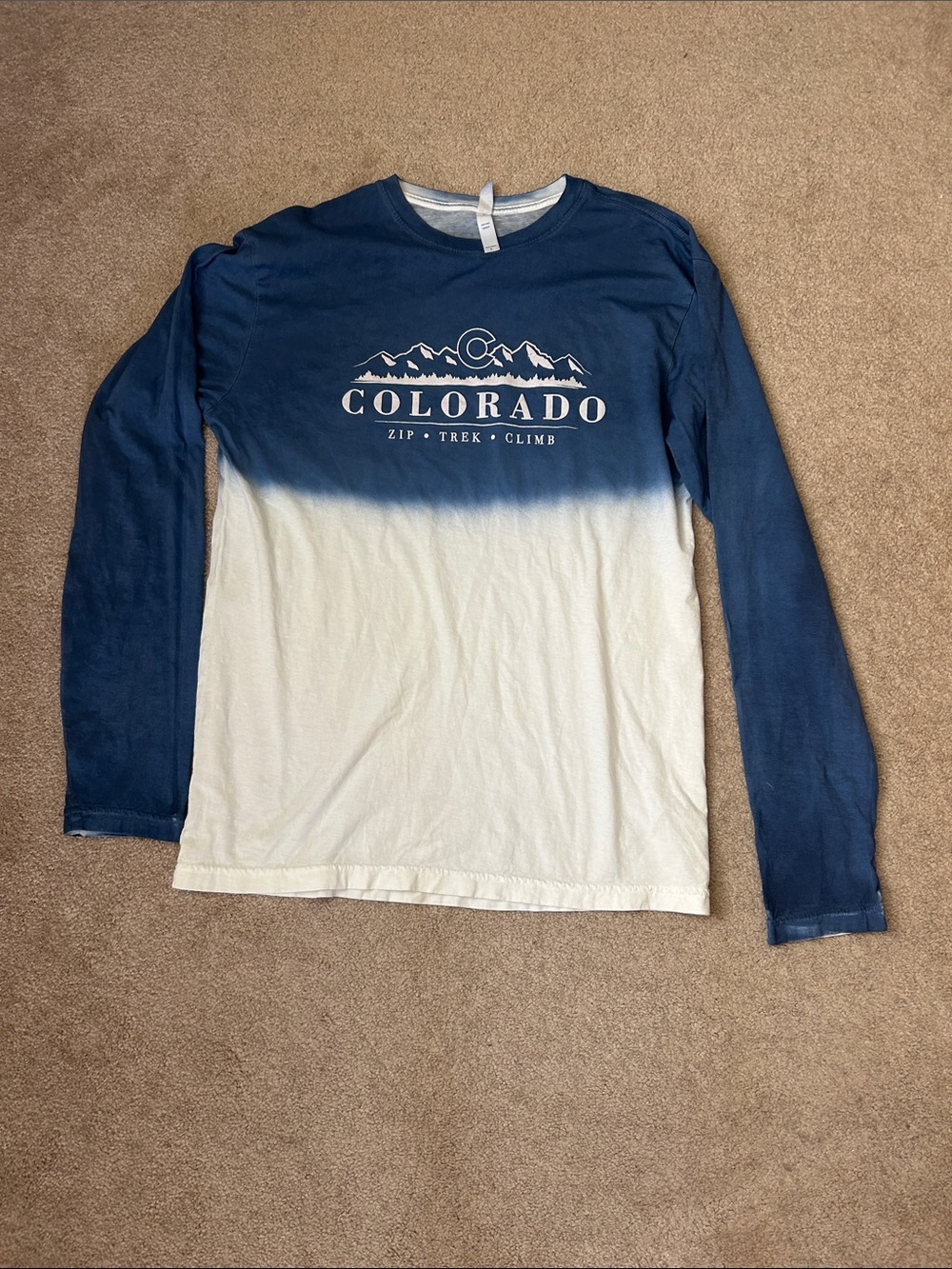 Oura Colorado Dip-Dye Long Sleeve Shirt in Navy and White